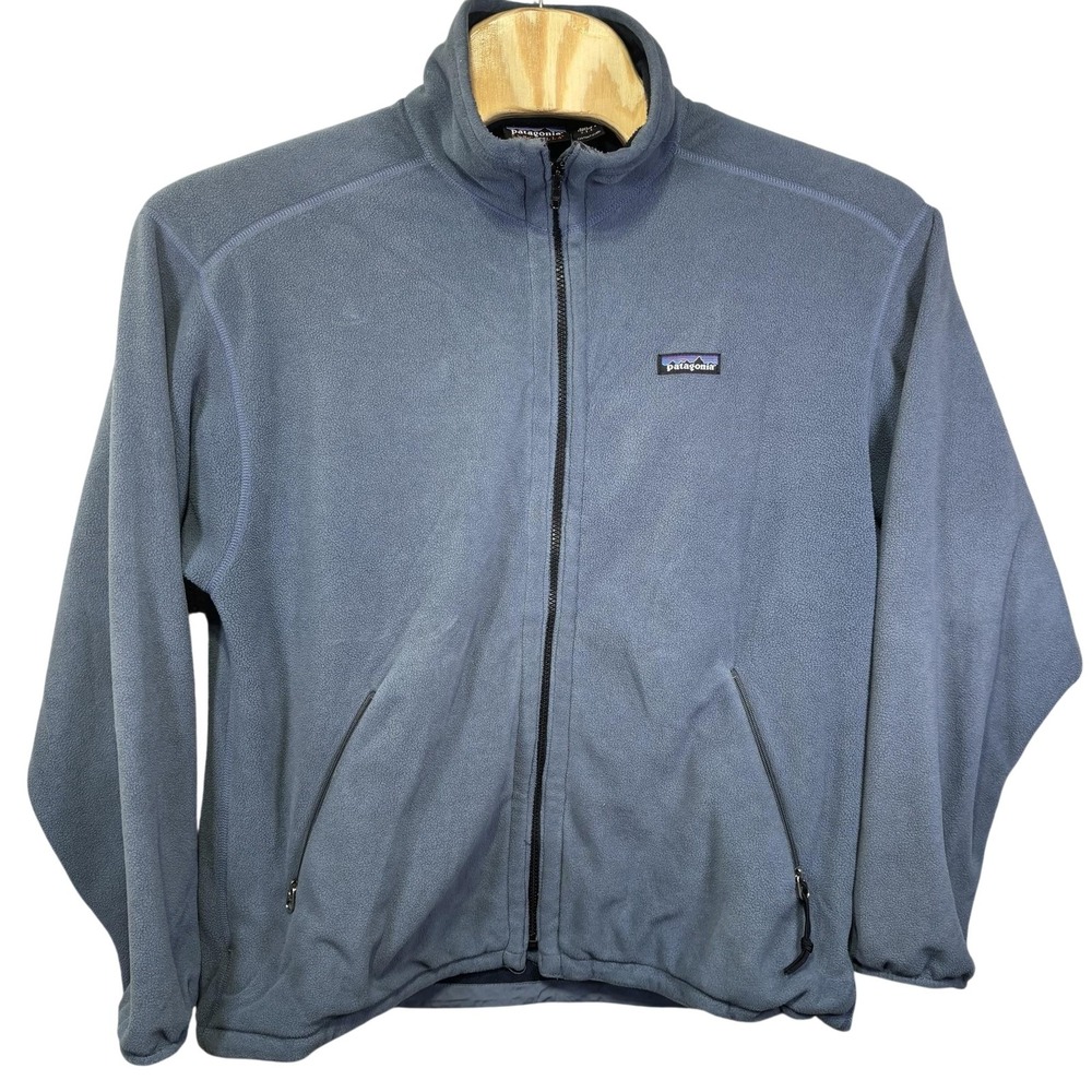 Vintage Patagonia Synchilla Jacket Mens Large Blue Fleece Full Zip Made USA